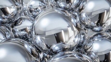 Poster - A close up of many shiny silver spheres