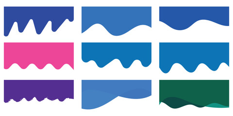 Wall Mural - set of web dividers shape. collection of web curve wave lines, abstract design element for top, bott