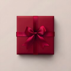 Canvas Print - A Crimson Gift Box With A Matching Bow