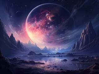 Wall Mural - amazing planet landscape astronomy panoramic