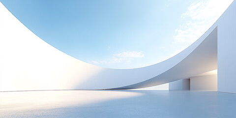 Extremely simple style outdoor white modern building parking lot ground