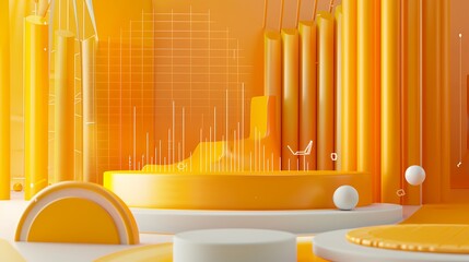 Wall Mural - Digital technology Orange data visualization illustration poster background