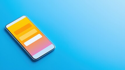 Poster - Modern smartphone on a vibrant blue background displaying a colorful gradient user interface with input fields for user interaction and engagement