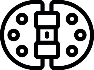 Poster - Door hinge connecting two parts, featuring screws and holes, in outline icon style