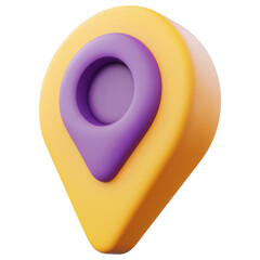 Poster - 3D A yellow and purple marker pointing to a location isolated on transparent or white background, png