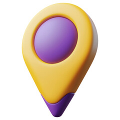 Poster - 3D A yellow and purple marker pointing to a location isolated on transparent or white background, png