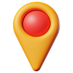 Poster - 3D A red and yellow pointy object with a red dot in the middle isolated on transparent or white background, png