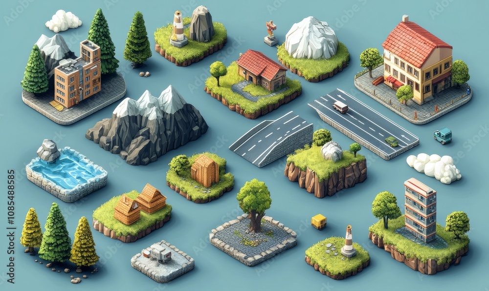 Isometric road construction element Road tiles icon Online game ...