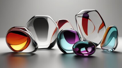 Abstract minimalist design, colorful glass shape, 3d render