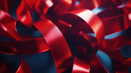 Wall Mural - Vibrant red ribbon symbolizing festive holidays