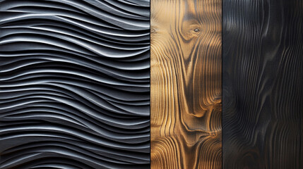 Poster - Textured wood panels with unique patterns and finishes
