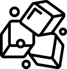 Poster - minimalist line art icon of three melting ice cubes, representing coolness and refreshment, perfect 