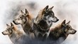 © Maek - majestic wolf pack embracing the spirit of the wilderness in isolated black smoke mystical wildlife concept