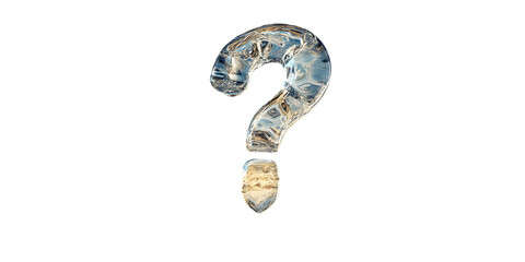 Wall Mural - Question mark made of clear water floating in mid-air over a dry desert landscape, water, desert, question mark, clean