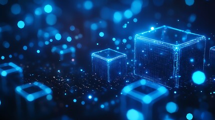 Abstract background with blue glowing hexagons 3D