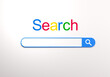 © Grispb - Search bar. Searching for data on internet. SEO technologies. Word search made of multi-colored letters. Searchbar on white background. Search for information on internet. 3d image