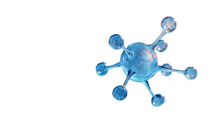 Poster - close-up of transparent molecules connected in a blue, scientific background, concept of molecular b