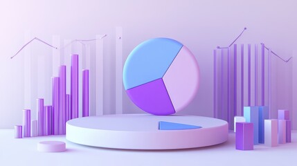 Poster - Modern Abstract Data Visualization with Colorful Graphs and Charts in Soft Pastel Tones for Business and Marketing Analysis