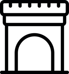 Poster - Simple black and white vector icon of a city gate, symbolizing historical access, protection, or fortified entrance