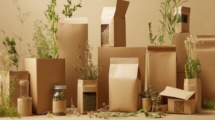 Wall Mural - Low-impact packaging made from eco-friendly materials