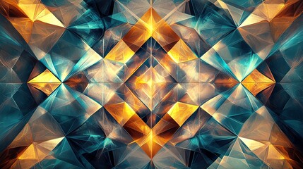 Abstract geometric gold teal pattern