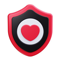 Wall Mural - Heart Shield 3d Render Icons