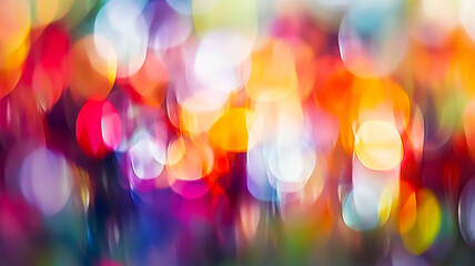 Canvas Print - Colorful lights creating a vibrant bokeh effect during a festive evening celebration outdoors