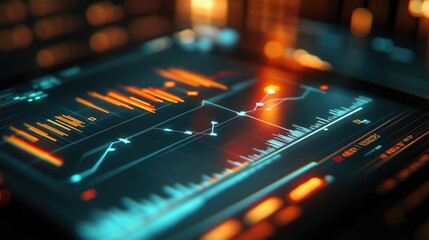 Poster - Abstract Digital Stock Market Chart Design Featuring Colorful Graphs and Data Visualization on a Modern Technology Background for Financial Analysis and Trading Concepts