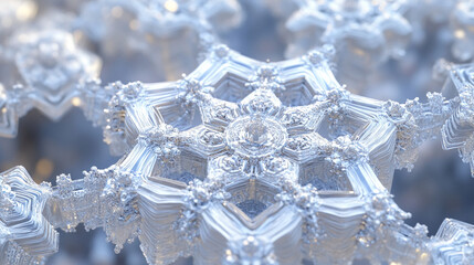 Poster - A close-up view reveals the detailed structure of numerous snowflakes