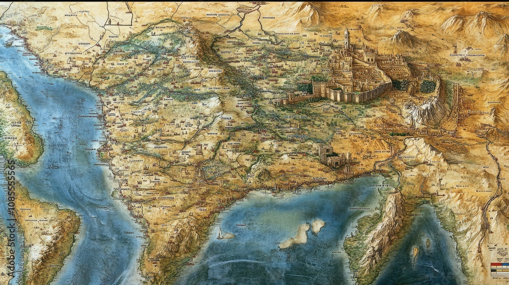 Detailed Map of Ancient Israel and Tribal Divisions Stock Illustration ...