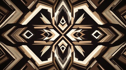 Poster - Abstract Geometric Patterns with Brown and Cream Tones Creating a Symmetrical Design for Backgrounds and Modern Art Projects