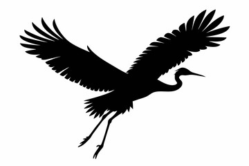 Wall Mural - Flying crane vector silhouette, Crane bird icon vector design