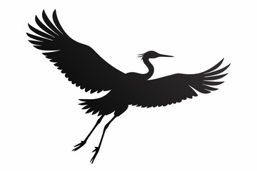 Wall Mural - Flying crane vector silhouette, Crane bird icon vector design