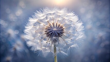 Wall Mural - A Delicate Dandelion Seed Head Illuminated by a Soft, Diffused Light, Evoking a Sense of Tranquility and Hope