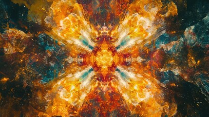 Poster - Vibrant Explosion of Color in Abstract Art Representing Dynamic Energy and Movement, Capturing the Essence of Transformation and Creativity in a Kaleidoscopic Design