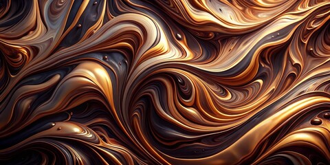 Wall Mural - Abstract Wavy Texture of Swirling Liquid in Rich Golden Hues