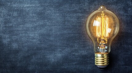 Poster - Vintage Edison Light Bulb Illuminates Industrial Background with Textured Surface, Perfect for Creative Design and Home Decor Projects