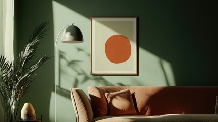 Poster - ISO A3 frame on a muted green wall in a cozy, relaxed living room