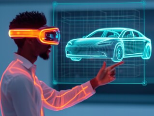 Poster - Innovative virtual reality experience tech lab fast-paced presentation urban setting futuristic viewpoint retro vibrant concepts