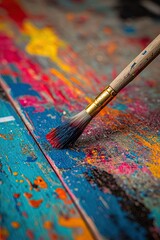 Fototapete - The slow movement of an arrow hitting a target. Close-up of an arrow hitting a target on a colorful board. 