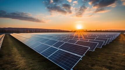 Wall Mural - solar cell in solar farm, alternative energy and sustainable energy, photovoltaic, pure energy renew