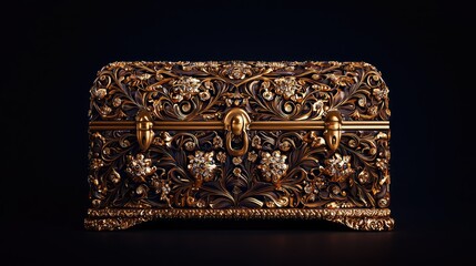 Luxurious Treasure Chest with Intricate Carvings