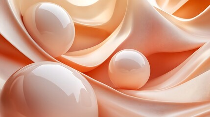 Abstract background with three dimensional shapes with bubbles ball