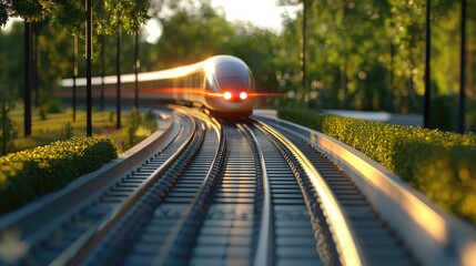 Poster - High-Tech Magnetic Levitation Train on Railway Track