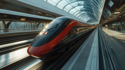 Poster - Modern High-Speed Train on a Rail Track