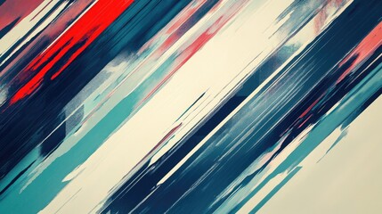 Poster - Abstract Art with Dynamic Brush Strokes in Vivid Red, Blue, and Cream Colors Creating a Contemporary Artistic Expression of Motion and Energy