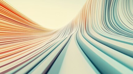 Poster - Abstract Flowing Lines in Soft Colors Creating a Dynamic Wave-Like Landscape with a Dreamy and Serene Atmosphere, Ideal for Modern Design and Artistic Projects