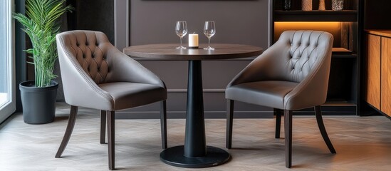 Cozy dining table set with two stylish chairs in a modern home interior