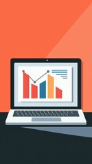 Poster - Minimalist Laptop Displaying Business Info and Graphs
