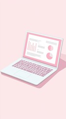 Poster - Minimalist Laptop Displaying Business Insights and Charts